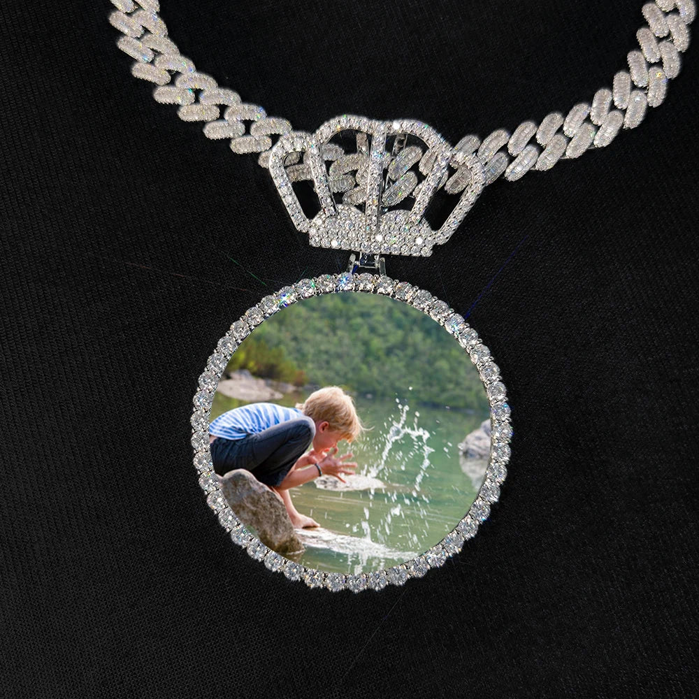 Crown Photo Pendant Necklace Statement