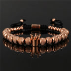 Simple Crown Royal Charm Men Women Bracelets Bangles Copper Charm Beads Braiding Crown Bracelet Jewelry Gift