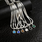 Stone Cuban Chain Pendant Necklace — SS