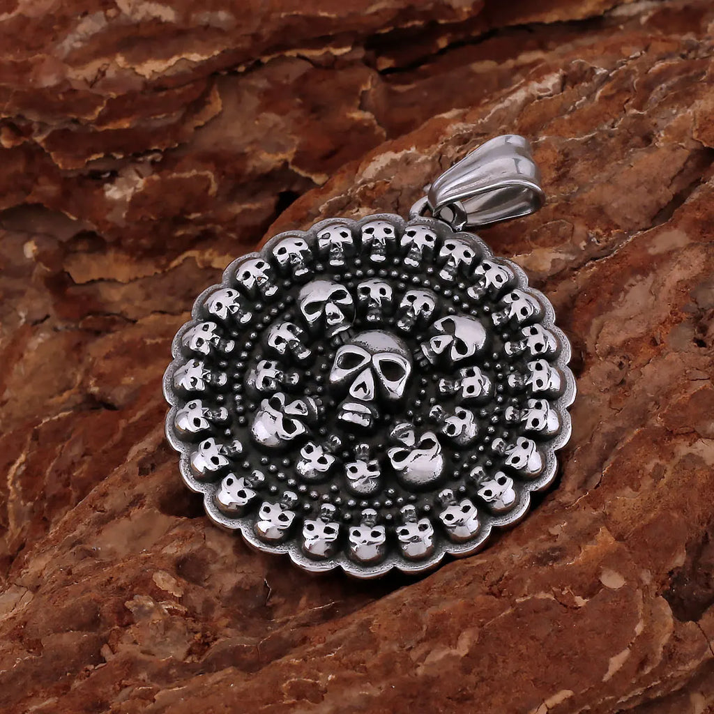 Viking Ghost Skull Pendant Necklace — Stainless