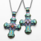 Cross Gemstone Pendant — Stainless Steel
