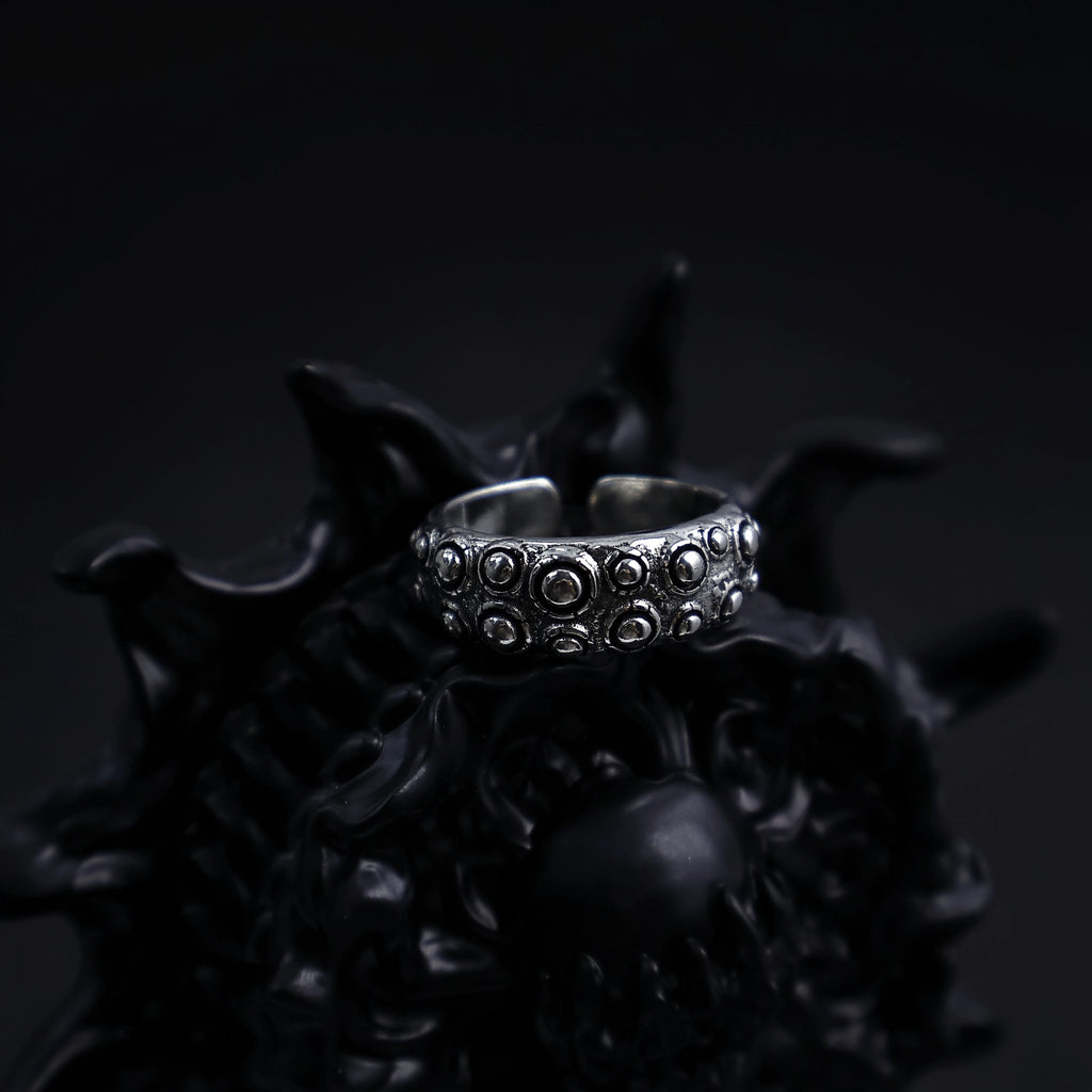 Cthulhu Tentacle Open Ring for Men — Gothic Silver-Tone Band