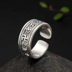 Buyee 925 Sterling Silver Religion Ring Elegant Tai Silver Open Ring Finger for Woman Man Fashion Buddhism Fine Jewelry