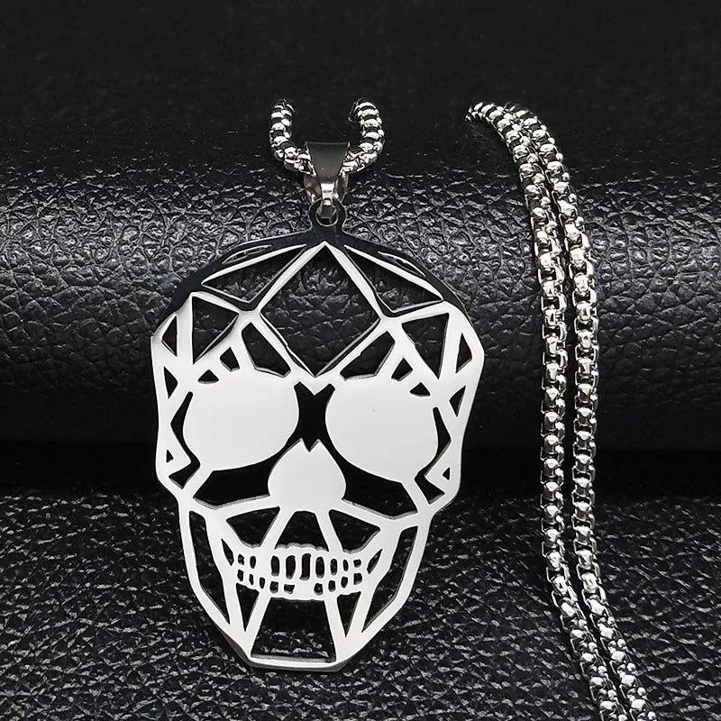 Goth Cool Skull Neck Pendant Stainless Steel Chain Necklace Hip Hop Rock Necklaces Jewelry acero inoxidable joyeria