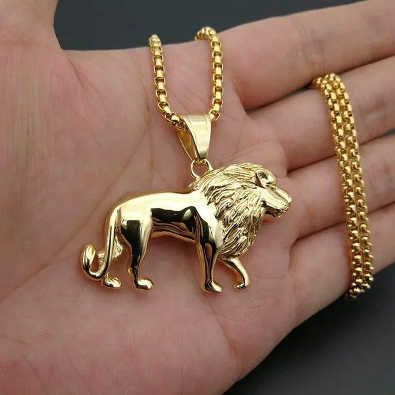 Domineering Ferocious Tiger Head Pendant Stainless Steel Animal Necklace Men's Punk Trend Cool Jewelry Boy Gift