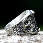 Viking Yggdrasil Odin Runes Wedding Band Ring — Stainless Steel