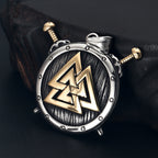 Norse Viking Rune Round Pendant Necklace — Stainless Steel