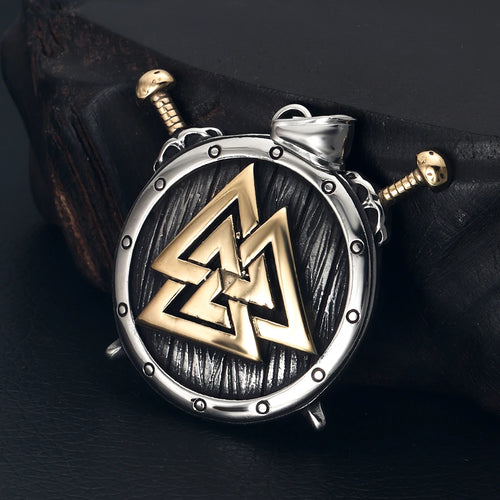 316L Stainless Steel Norse Viking Rune Round Pendant for Men Necklace DIY Accessories Finding Jewelry Making Charm