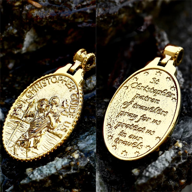 St Christopher Men's Patron Saint Of Time Travelers Archangel Michael dragon slayer st george Pendant Chain Necklace