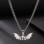 Gothic Bat Wings Cuban Chain Necklace — Stainless Steel