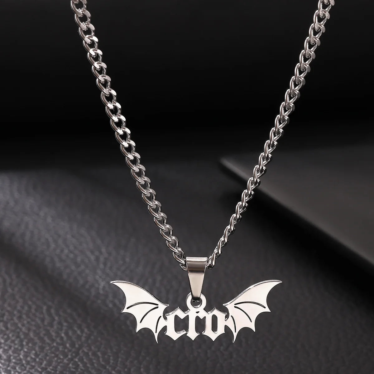 Gothic Bat Wings Cuban Chain Necklace — Stainless Steel