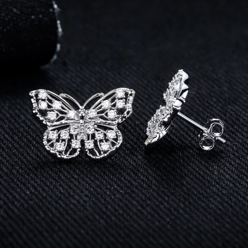 Iced Out Butterfly Earrings — 925 Silver
