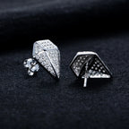 Iced Out Rhombus Stud Earrings — 925 Silver