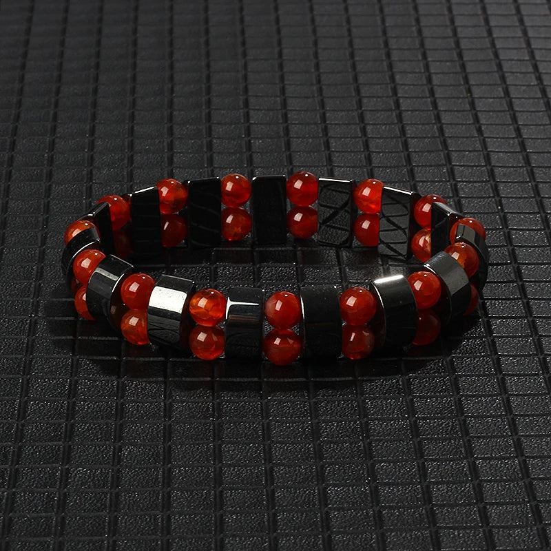 Hematite Therapy Stretch Bracelet — Mixed Metal