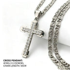 Iced Cross Stainless Steel Pendant Necklace