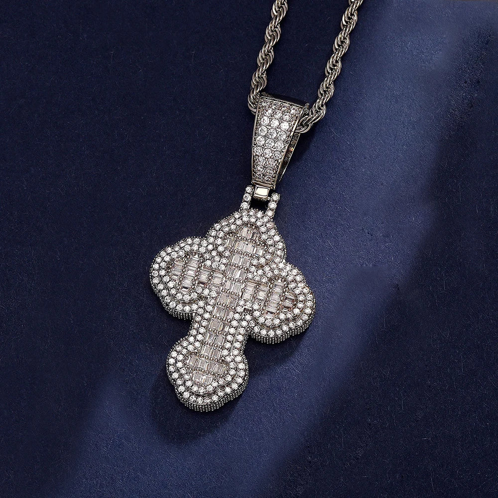 Gold Iced Out Cross Pendant Necklace CZ