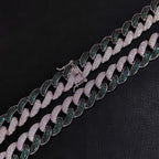 Gold Cuban Chain Necklace Iced Out 18MM 3-Row