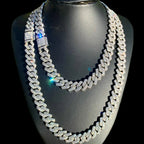 925 Silver Cuban Chain Necklace Iced Out 10-20MM