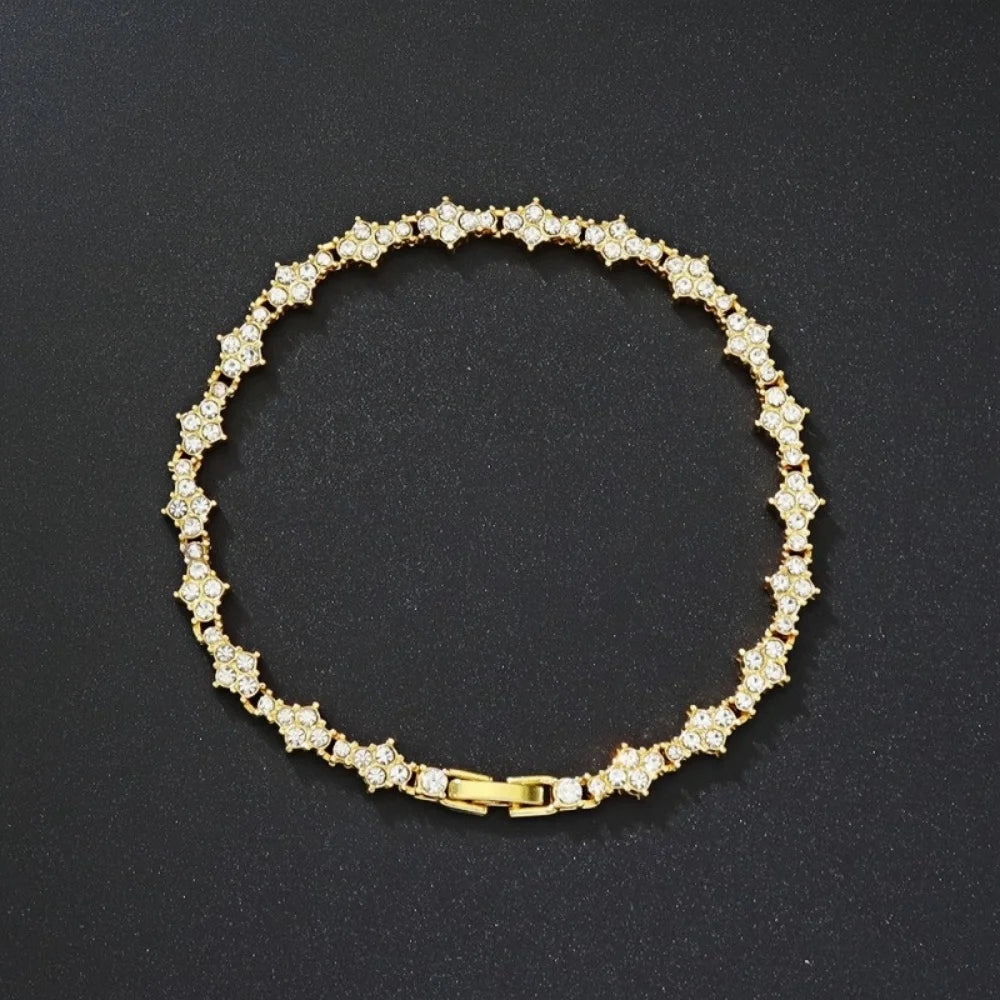 Flowers Zircon Crystal Bracelet — Gold