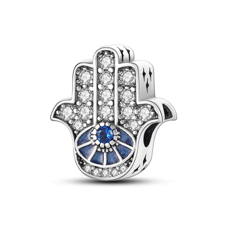Devil's Eye Cross Charm Pendant — Silver