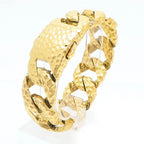 Heavy Curb Bracelet for Men Vintage Stainless Steel Foundry Tapping Pattern Cuban Chain Male Bangle Bracelets Jewelry