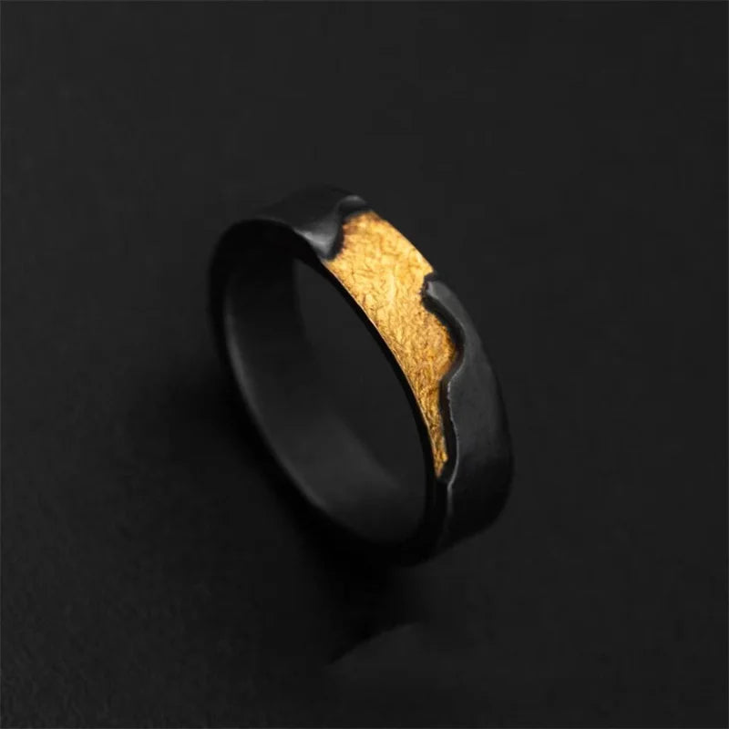Delicate High Grade Sunshine Lines Ring Male Jewelry Adjustable Romantic Black Gold Collision Trendy Finger Ring