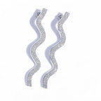 925 Silver Snake Moissanite Earrings 3-Row VVS