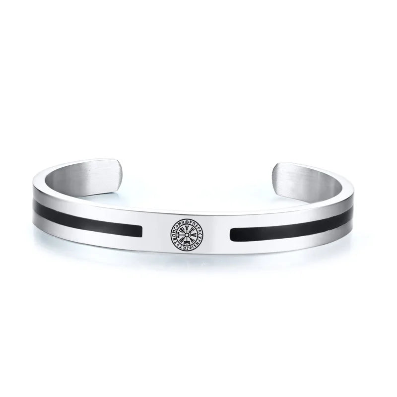 Viking Cuff Bangle Bracelet — Stainless Steel