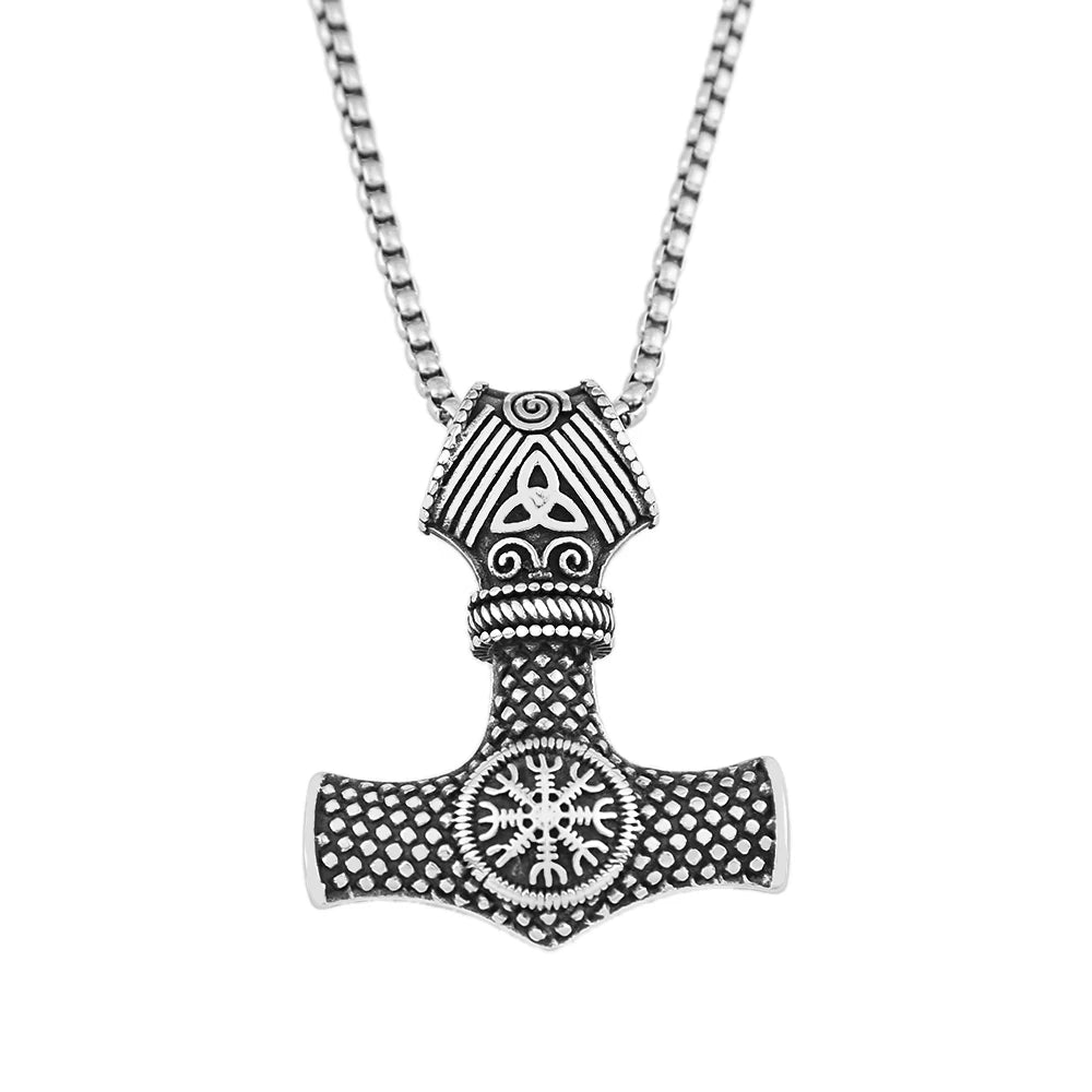 Thor Mjolnir Steel Pendant Vintage Viking Hammer