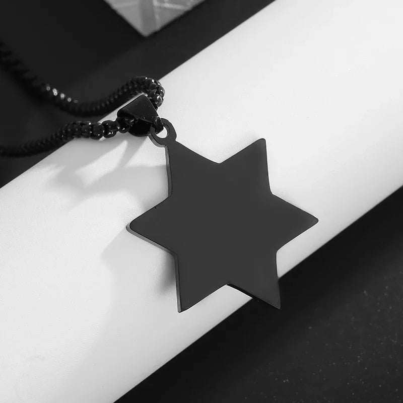 Hamsa Hands of Fatima Hebrew Pendant Stainless Steel Jerusalem Star of David Necklace Women's Jewish Jewelry