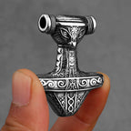 316L Stainless Steel Vintage Viking Thor Mjolnir Wolf Eye Necklace Men Biker Street Amulet Pendant Necklace Jewelry
