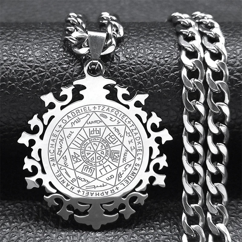 Archangel Amulet Pendant Necklace — Stainless Steel