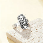Sun Moon Star Adjustable Ring Vintage Celestial Tarot Signet Ring Stainless Steel Statement Open Ring Wiccan Spiritual