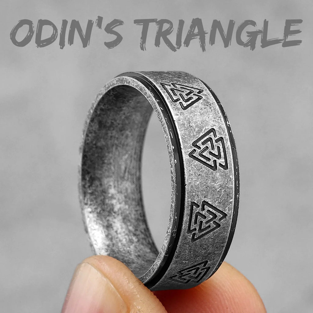 Vintage Nordic Viking Runes Celtic Knot Series Stainless Steel Womens Mens Rings Punk Biker Jewelry Creativity Gift