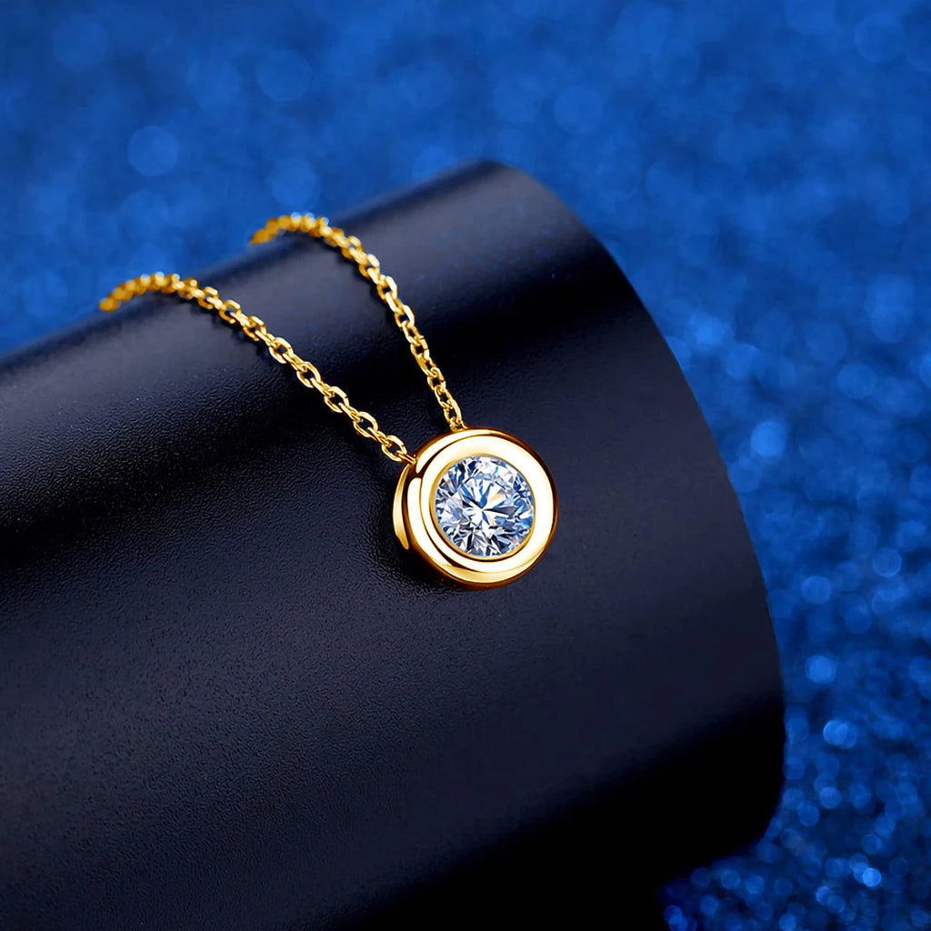 AU750 Real 18K Gold Moissanite Diamond Necklace Fine Jewelry For Woman Wedding Proposal Gift Present