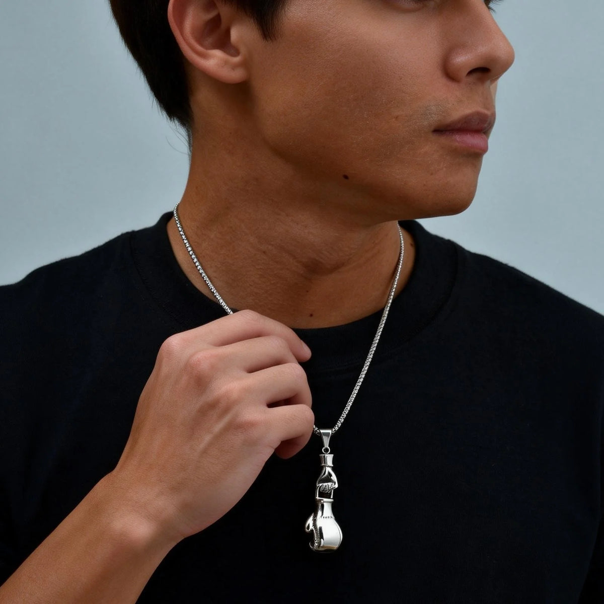Retro Boxing Gloves Pendant Necklace — Stainless Steel