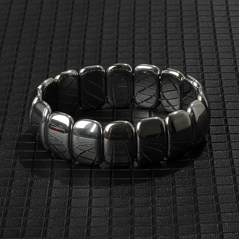 Hematite Therapy Stretch Bracelet — Mixed Metal