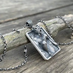 Vintage Gothic Demon Pendant Necklace Punk Zinc Alloy Square Tag Necklace Unisex Street Party Statement Jewelry Collar Demonio