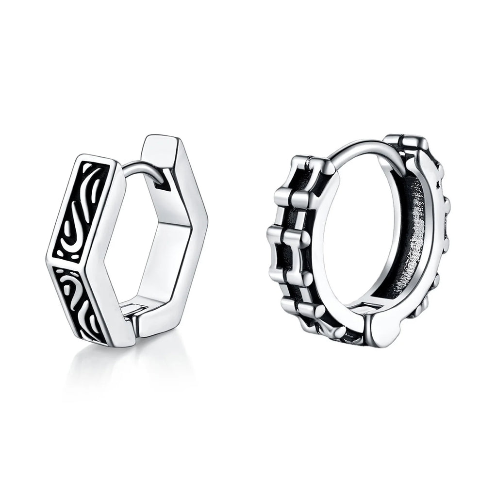 Geometric Hoop Earrings — Stainless Steel