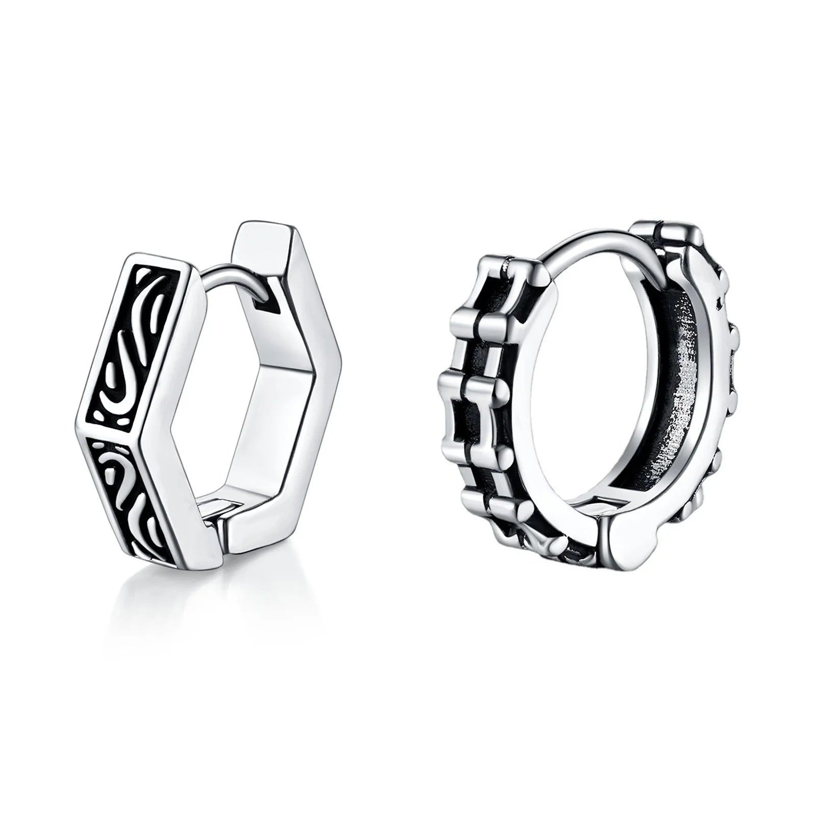 Geometric Hoop Earrings — Stainless Steel