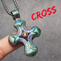 Cross Gemstone Pendant — Stainless Steel