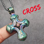 Cross Gemstone Pendant — Stainless Steel