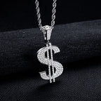 Iced Out Dollar Pendant — 925 Silver