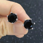 Punk Fashionable Black Stone Crystal Stud Earrings 3/4/5/6/7/8MM Gorgeous Zircon Earing for Women Men Fashion Hippie Jewelry