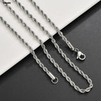 1 piece Gold Black silver Width 2mm/3mm/4mm Rope Chain Necklace/Bracelet For Men Women Man Fashion Chain Necklace