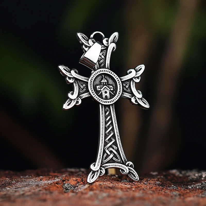 Fashion 316L Stainless Steel Armenian Orthodox Cross Pendant Necklace Party Chain Couples Jewelry Gifts For Man Women
