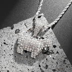 Gold Iced Out Goat Pendant Rope Chain Necklace