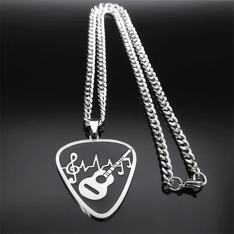Guitar Pick Musical Pendant — Stainless