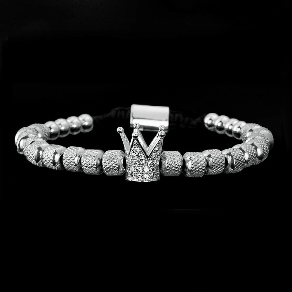 Luxury Crown Men Bracelet 316L Stainless Steel Bracelet Banlge Titanium Steel Gold Color Bracelet Adjust Size Men