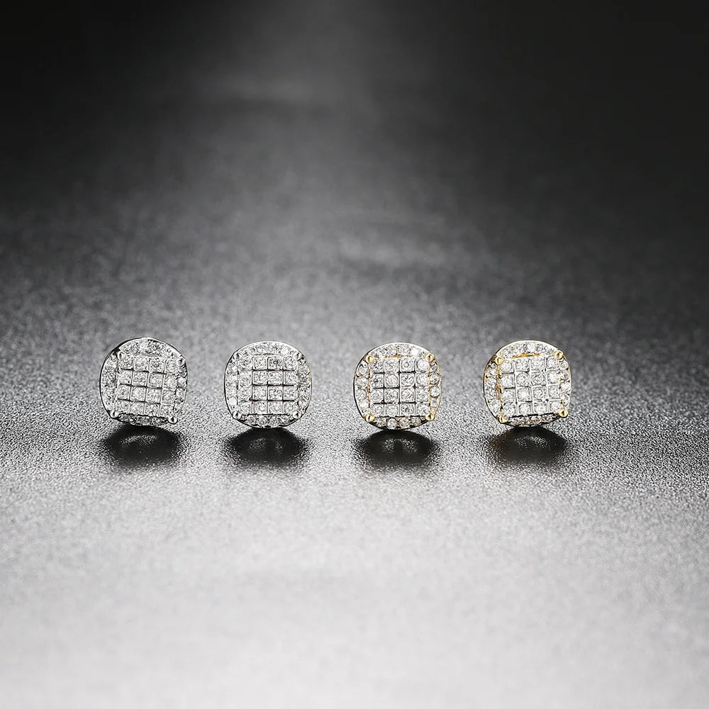 Iced Out Thread Stud Earrings — Gold